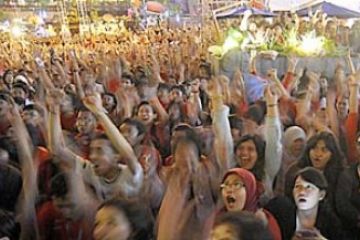 Ekspresi Peserta Nonton AFF Bareng di Jakarta