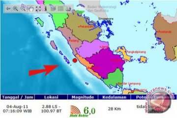 Padang dikejutkan gempa 6 skala Richter