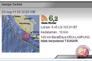 Gempa 6,2 skala richter guncang Lampung Barat