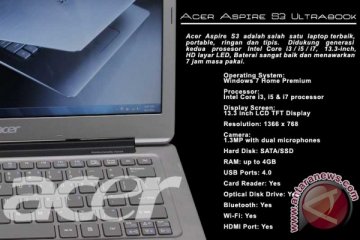 Ultrabook Acer Aspire S3 sudah hadir