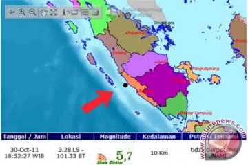 Gempa 5,0 SR guncang Bengkulu selatan