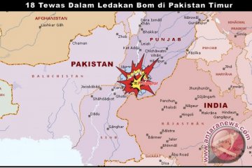 18 tewas dalam ledakan bom di Pakistan Timur 