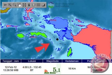 Kabupaten Fakfak-Papua Barat diguncang gempa bumi 3,3 SR