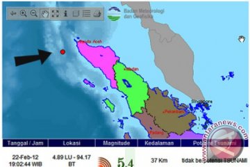 Gempa 5,3 SR guncang Sabang, Aceh