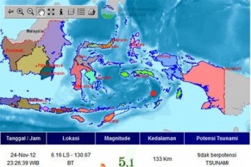 Gempa 5,3 skala richter di Maluku Tenggara Barat