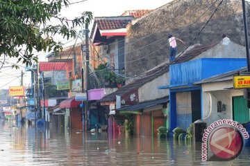 Perumahan warga di Jatiasih, Bekasi, kebanjiran