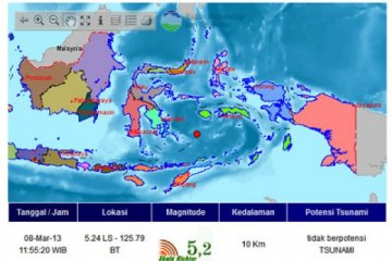 Gempa 5,4 SR Maluku tak berpotensi tsunami