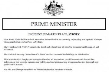 Penyanderaan di Sydney, ini pernyataan resmi PM Abbott