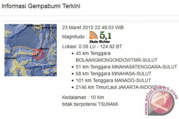 Gempa 5,1 skala Richter di perairan Sulut