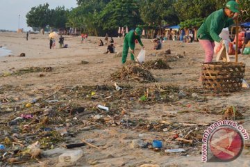 Warga Desa Les bersih-bersih Pantai Sanur