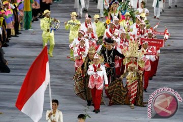 Kontingen Indonesia upacara HUT Kemerdekaan RI