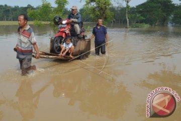 Ojek Gerobak Di Lokasi Banjir