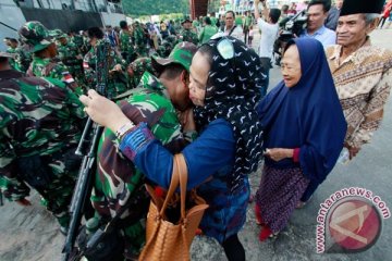 Kepulangan Satgas Pengamanan Perbatasan