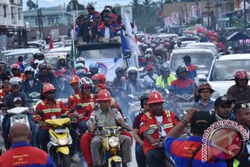 Pekerja PT Freeport Indonesia demonstrasi di Timika