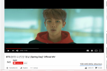 BTS "Spring Day" ditonton lebih dari 100 juta kali di YouTube