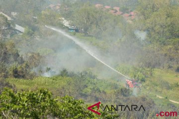 Di lereng pegunungan Aceh Besar rumputnya terbakar