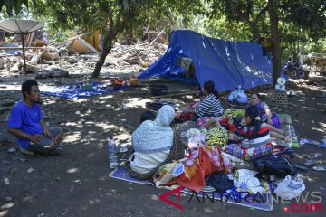 Dua emak-emak korban gempa adu mulut perebutkan terpal