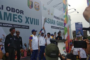 Obor Asian Games 2018 sampai tugu Adipura Bandarlampung
