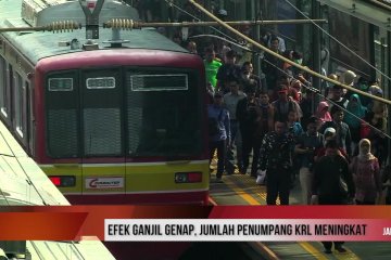 Efek ganjil genap, jumlah penumpang KRL meningkat