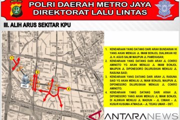 Ini denah lalu-lintas di sekitar Kantor KPU Pusat nanti malam