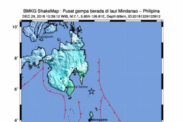 Warga Kepulauan Talaud dan Sangihe-Sulut merasakan gempa 7,1 SR di Filipina