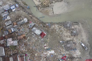 Kondisi Kecamatan Sumur yang Luluh Lantak Diterjang Tsunami