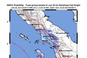 Gempa 4,7 SR goyang Aceh Singkil