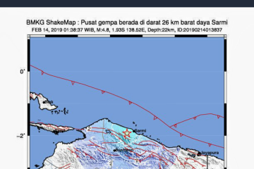 Kabupaten Sarmi-Papua dilanda gempa bumi 4,8 SR