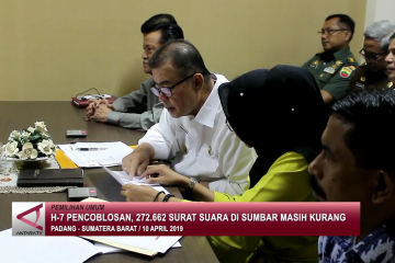 H-7 pencoblosan, 272.662 surat suara di Sumbar masih kurang