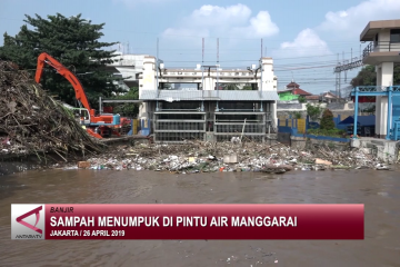 Sampah menumpuk di Pintu Air Manggarai