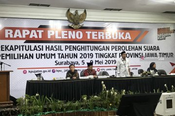 Pleno rekapitulasi Pemilu 2019 tingkat Jatim molor