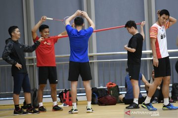 Latihan tim Piala Sudirman Indonesia jelang lawan Taiwan