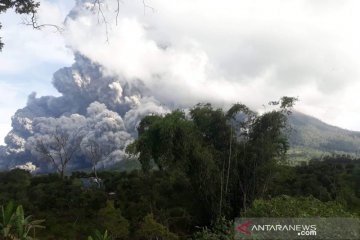 Gunung Sinabung menyemburkan abu vulkanik