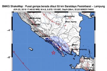 Gempa bumi magnitudo 4,6 di Pesisir Barat Lampung