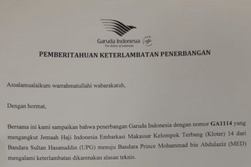 Pesawat Garuda pengangkut jamaah putar balik setelah terbang 4 jam