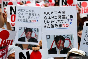 Warga Seoul gelar aksi unjuk rasa anti-Jepang di depan Kedubes Jepang