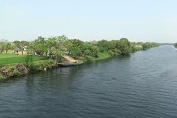 Sungai Ciujung menghitam tercemar limbah industri
