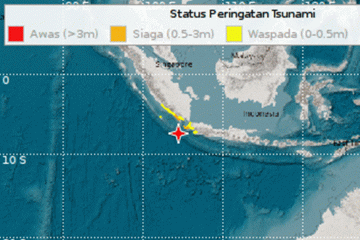 Warga Binuangeun mengungsi ke shelter tsunami dan masjid