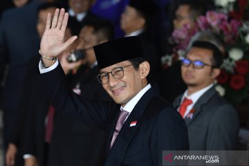 Sandiaga Uno tiba di Komplek Parlemen untuk menghadiri Sidang Tahunan MPR