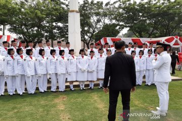 Anggota Paskibraka Kota Bogor pada HUT ke-74 Kemerdekaan RI tahun 2019