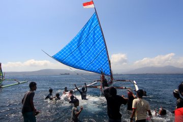 Serunya lomba perahu layar tradisional di Banyuwangi