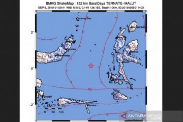 Gempa bermagnitudo 5,0 melanda Barat Daya Ternate