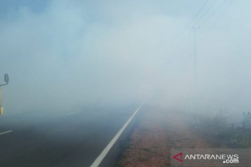 Jarak pandang di Jalan Lintas Timur Bangka hanya tiga meter