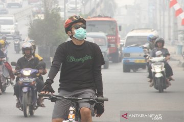 Minggu pagi, kabut asap di Banjarmasin masih pekat