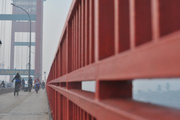Kondisi kabut asap pagi di Palembang