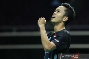 Ginting membuat Indonesia unggul 2-1 pada final bulu tangkis beregu