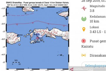 Gempa bermagnitudo 3,0 landa Kairatu Maluku