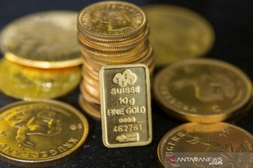 Harga emas melambung tertinggi sepekan, ditopang pelemahan dolar AS