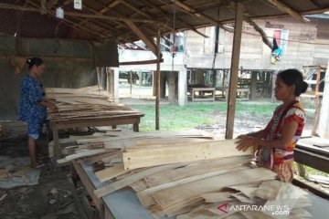 Wanita Desa Sarang Burung punya pekerjaan sampingan rangkai kayu lapis
