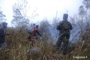 Petugas masih berjuang padamkan api di Gunung Rinjani